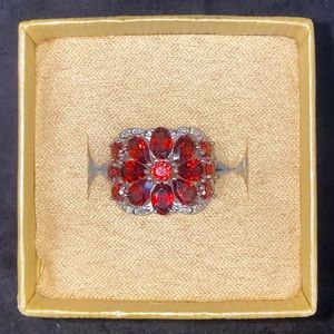Sterling Silver Red Gem Ring